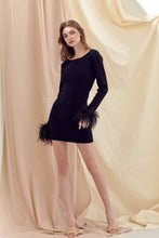 Load image into Gallery viewer, Nina Feather Cuff Long Sleeve Mini Dress