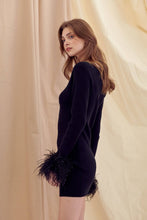 Load image into Gallery viewer, Nina Feather Cuff Long Sleeve Mini Dress