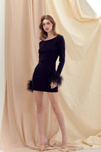 Load image into Gallery viewer, Nina Feather Cuff Long Sleeve Mini Dress