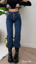 Load image into Gallery viewer, Mariposa High Waist Butterfly Embroidered Wide-Leg Jeans