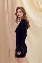 Load image into Gallery viewer, Nina Feather Cuff Long Sleeve Mini Dress