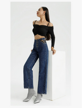 Load image into Gallery viewer, Mariposa High Waist Butterfly Embroidered Wide-Leg Jeans