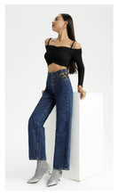 Load image into Gallery viewer, Mariposa High Waist Butterfly Embroidered Wide-Leg Jeans