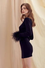 Load image into Gallery viewer, Nina Feather Cuff Long Sleeve Mini Dress