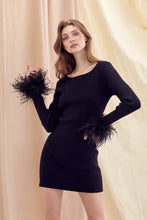 Load image into Gallery viewer, Nina Feather Cuff Long Sleeve Mini Dress