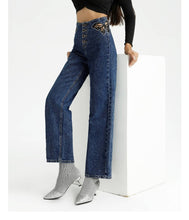 Load image into Gallery viewer, Mariposa High Waist Butterfly Embroidered Wide-Leg Jeans