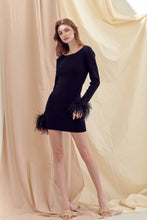 Load image into Gallery viewer, Nina Feather Cuff Long Sleeve Mini Dress

