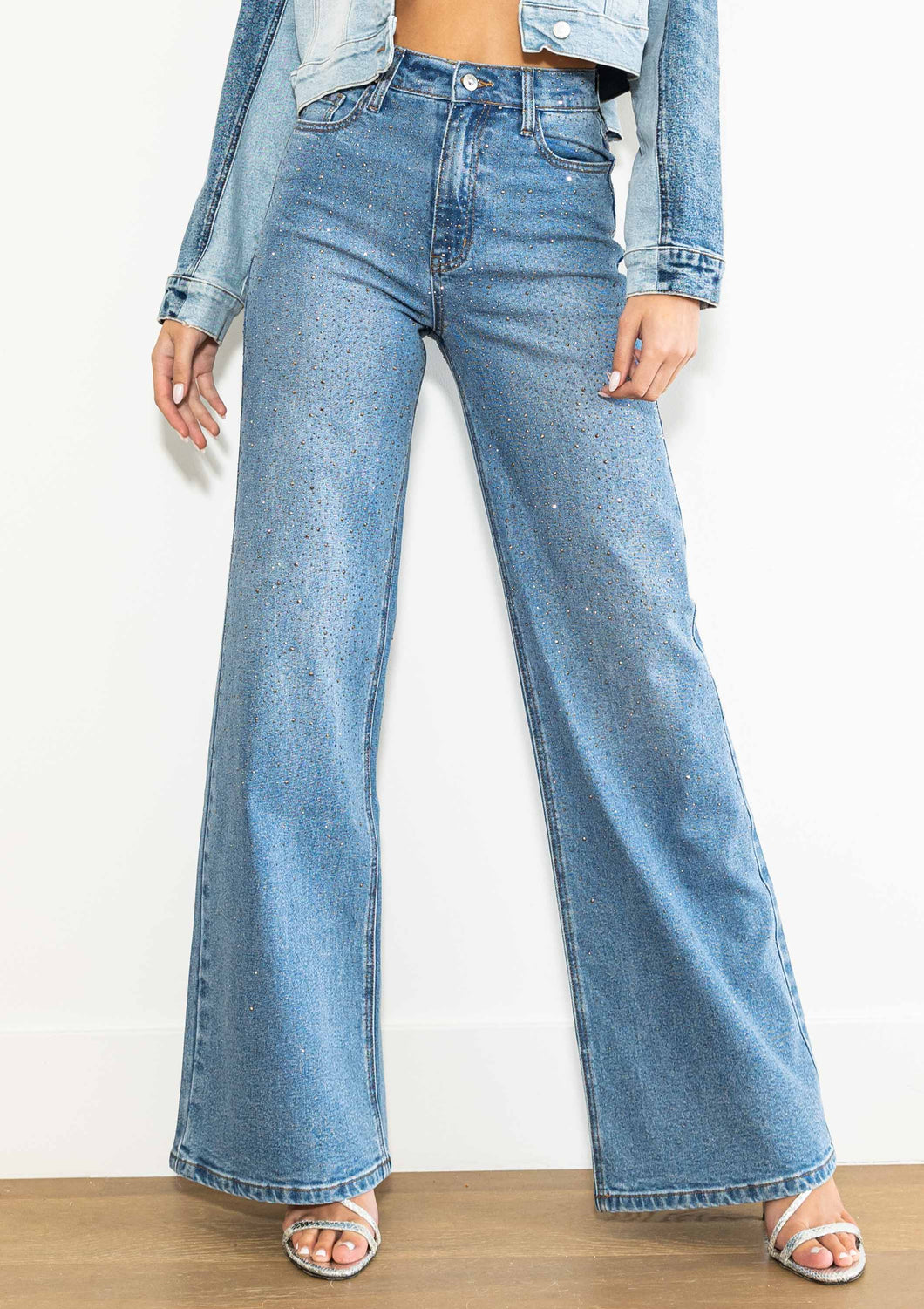 Nova Rhinestone Wide Leg Jeans