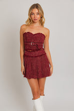 Load image into Gallery viewer, Blair Tweed Strapless Top and Pleated Mini Skirt Set
