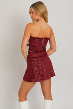 Load image into Gallery viewer, Blair Tweed Strapless Top and Pleated Mini Skirt Set
