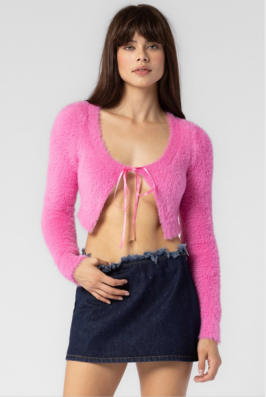 Elle Fuzzy Long Sleeve Cropped Bolero Top