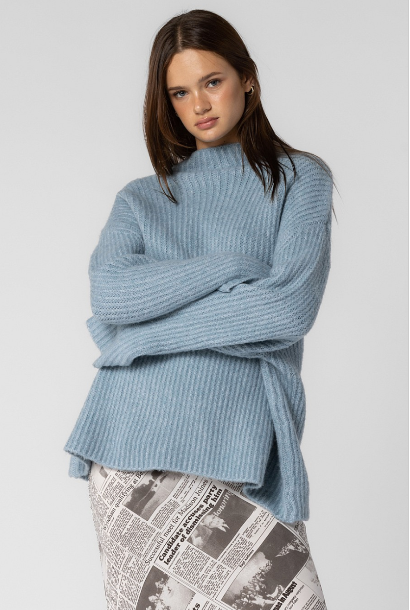 Elsa Oversized Knit Wide Mock Neck Sweater