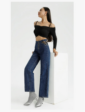 Load image into Gallery viewer, Mariposa High Waist Butterfly Embroidered Wide-Leg Jeans
