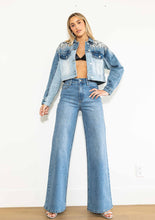 Load image into Gallery viewer, Nova Rhinestone Wide Leg Jeans
