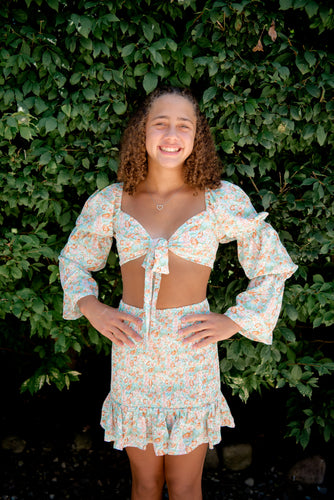The Adriana Floral Smocked Crop Top and Skirt Set - Dawn & Renée Boutique