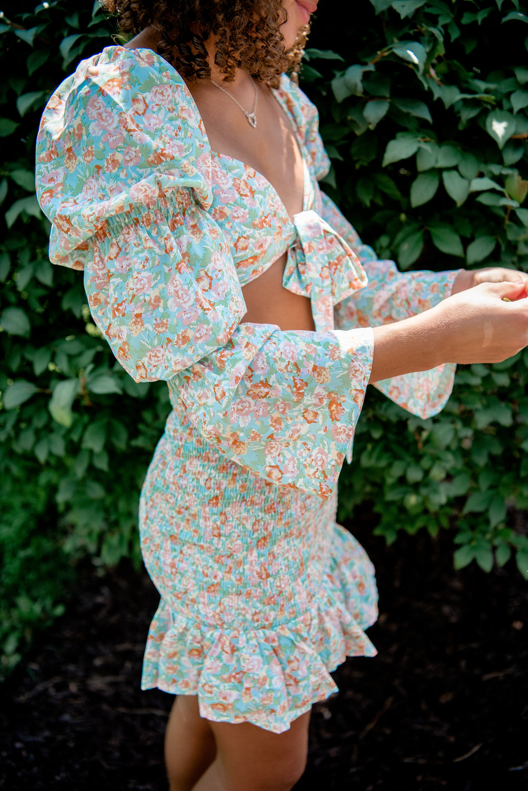 The Adriana Floral Smocked Crop Top and Skirt Set - Dawn & Renée Boutique