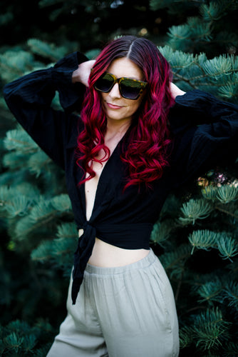 The Bree Tie Front Bell Sleeve Crop Top - Dawn & Renée Boutique