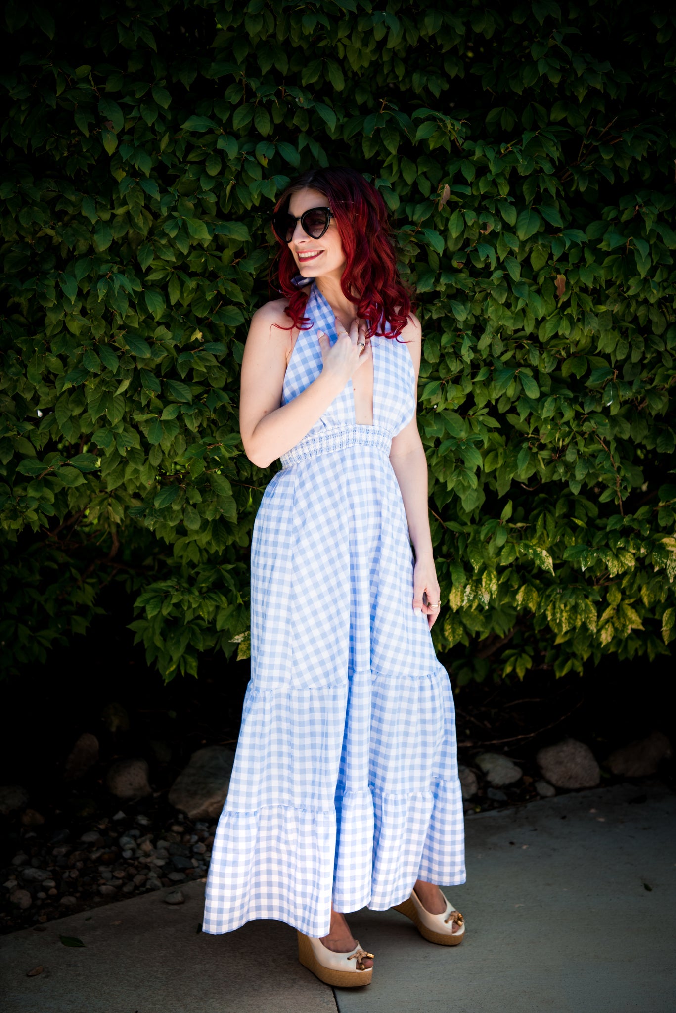 polo halter dress 1JINN STUDIO Plaid Halter Neck Backless Two-piece Dress Yellow Skirt / L main image 1