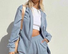 Load image into Gallery viewer, Lexi Hooded Zip Up Sweatshirt and Wide Leg Pant Set
